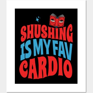 Funny Librarian Shushing Cardio Posters and Art